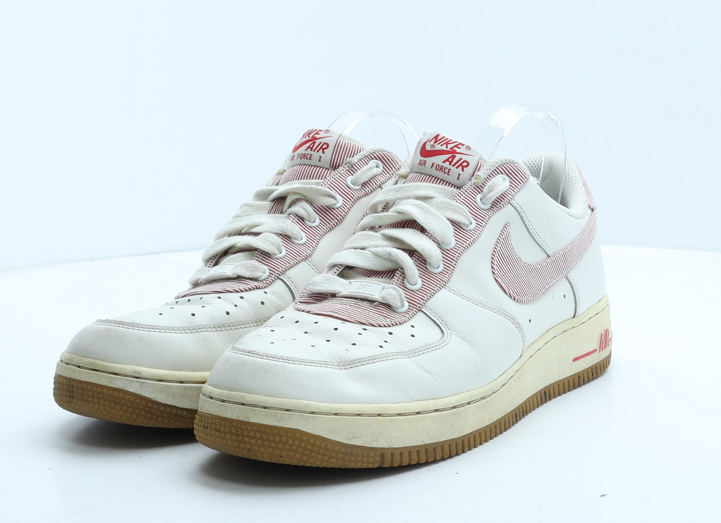 Nike Mens White Striped Leather Trainer UK 10 45 - Nike Air