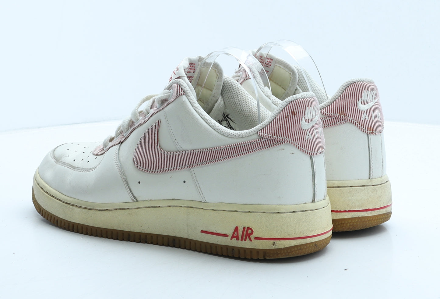 Nike Mens White Striped Leather Trainer UK 10 45 - Nike Air
