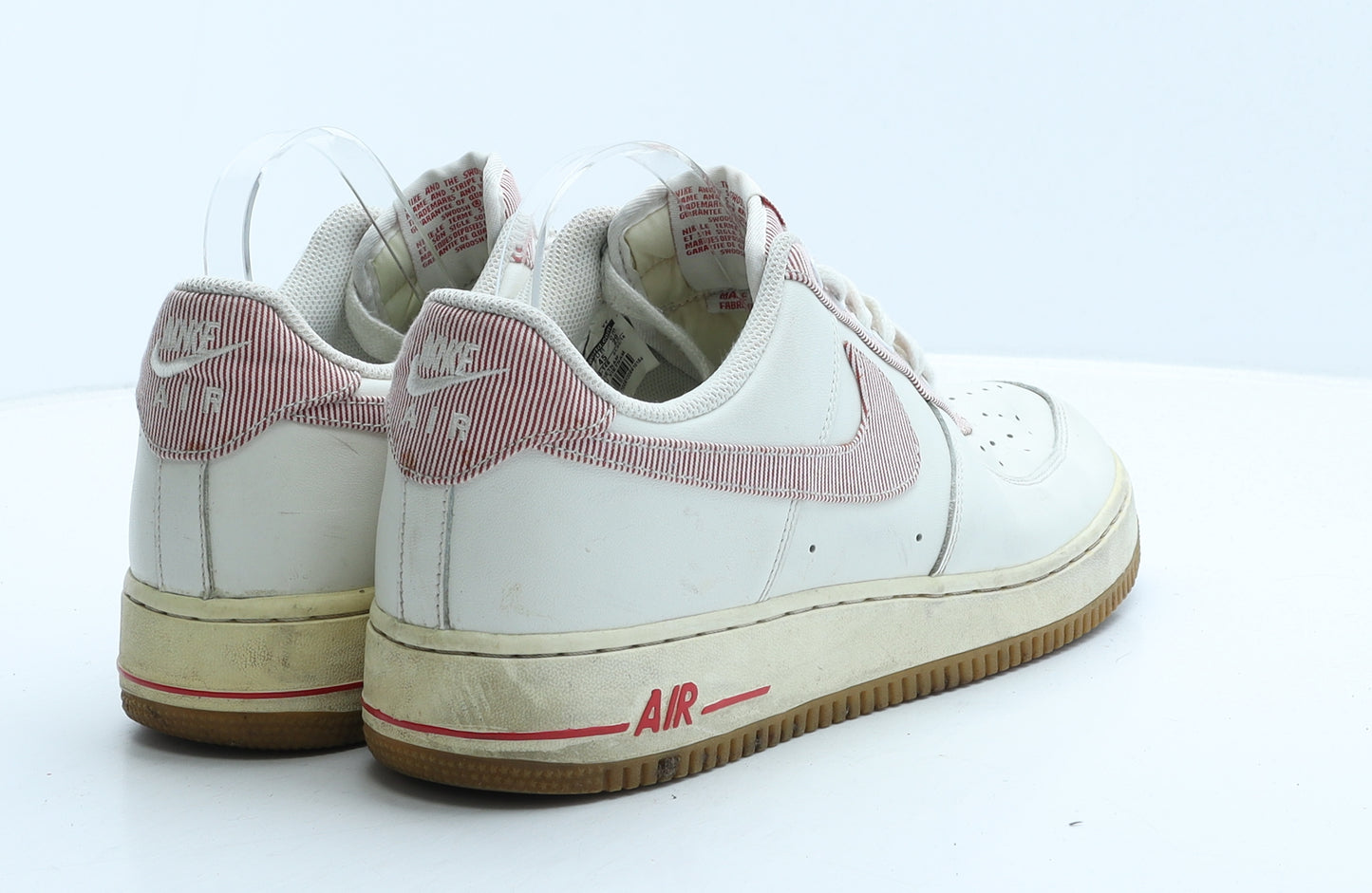 Nike Mens White Striped Leather Trainer UK 10 45 - Nike Air