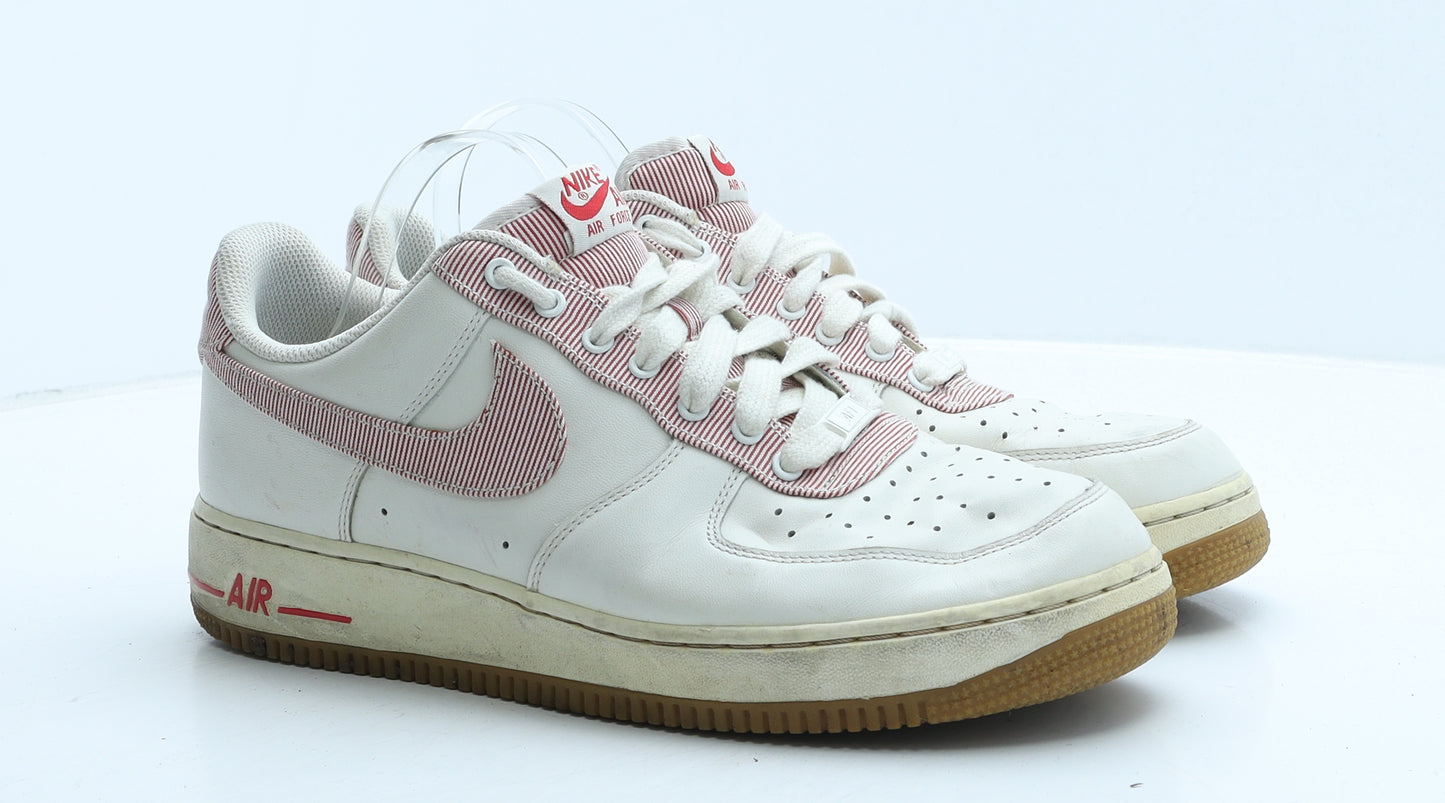 Nike Mens White Striped Leather Trainer UK 10 45 - Nike Air