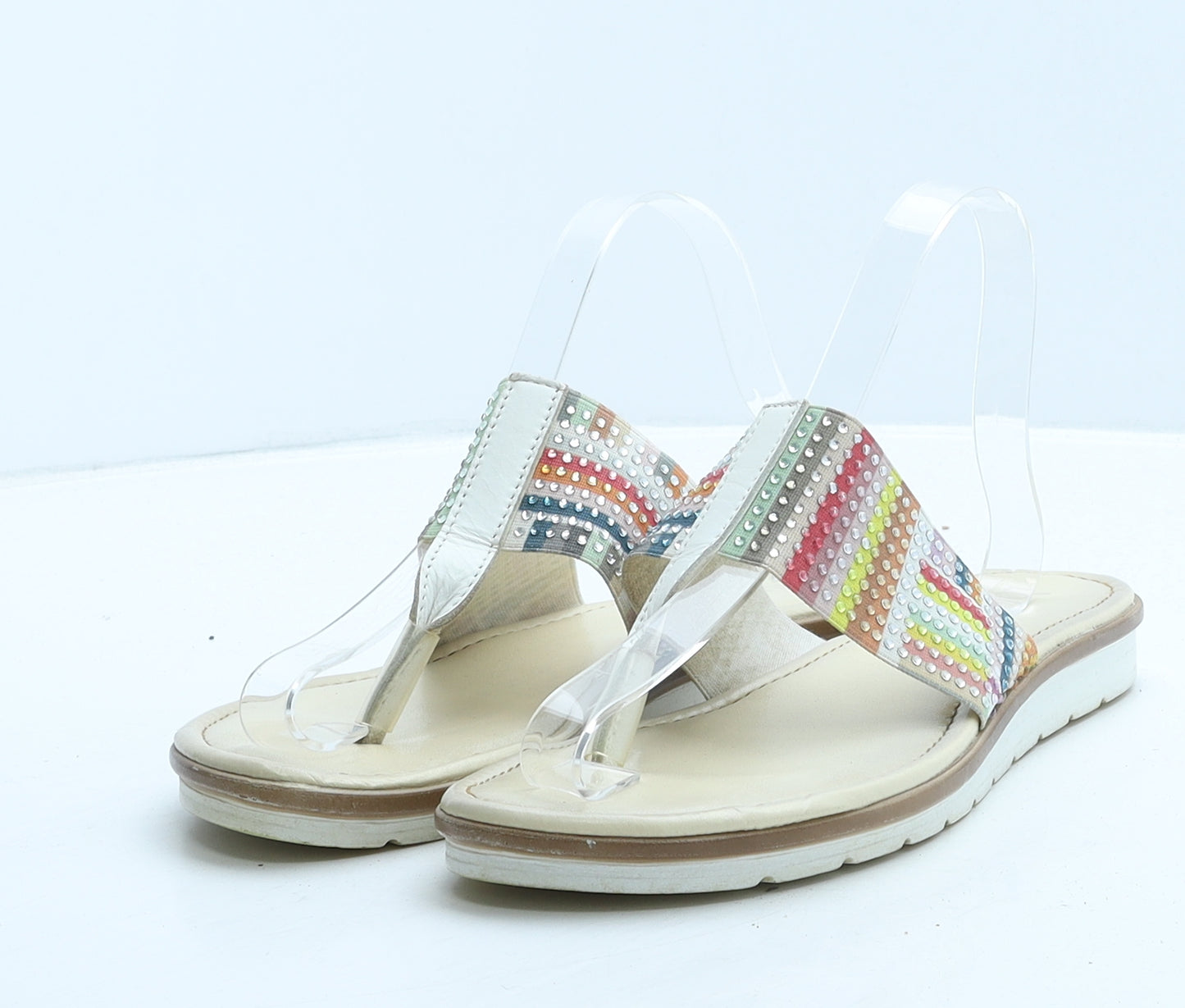 Lotus Womens Multicoloured Geometric Leather Thong Flat UK 7 40