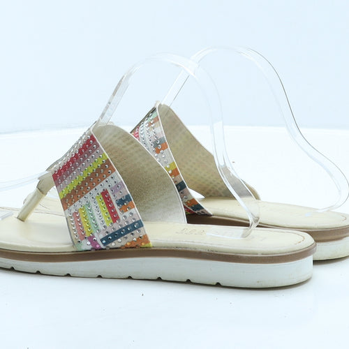 Lotus Womens Multicoloured Geometric Leather Thong Flat UK 7 40