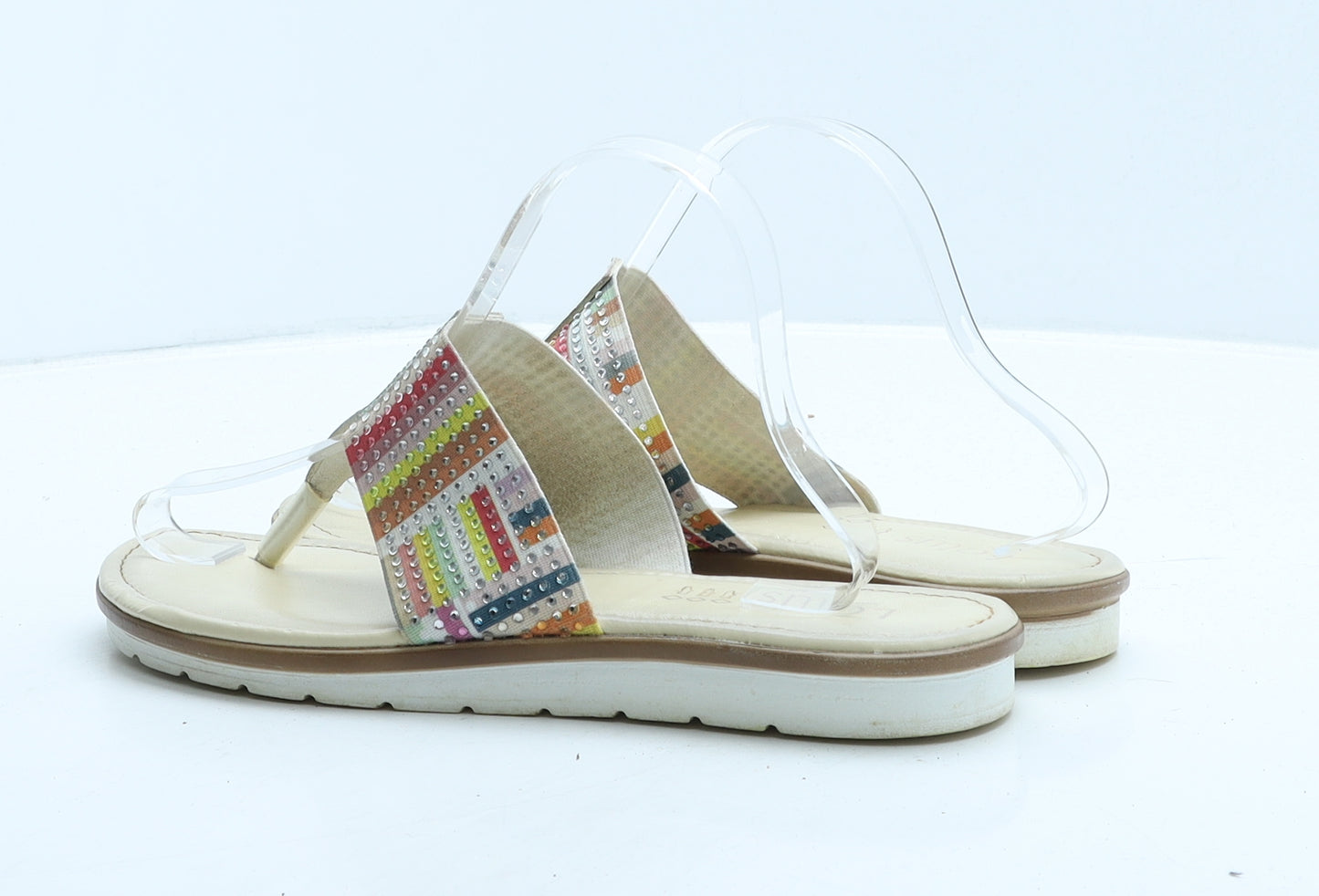 Lotus Womens Multicoloured Geometric Leather Thong Flat UK 7 40