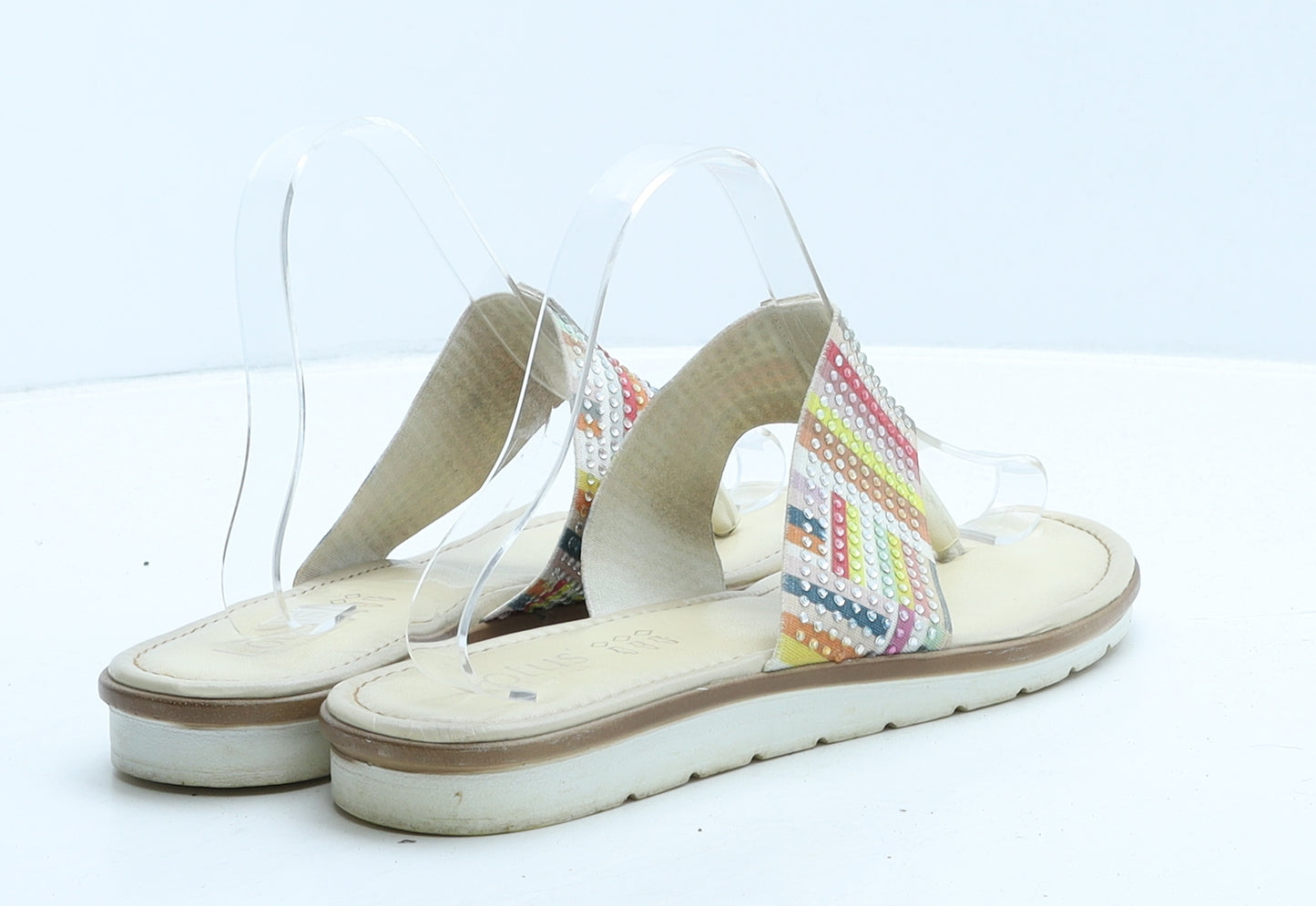 Lotus Womens Multicoloured Geometric Leather Thong Flat UK 7 40