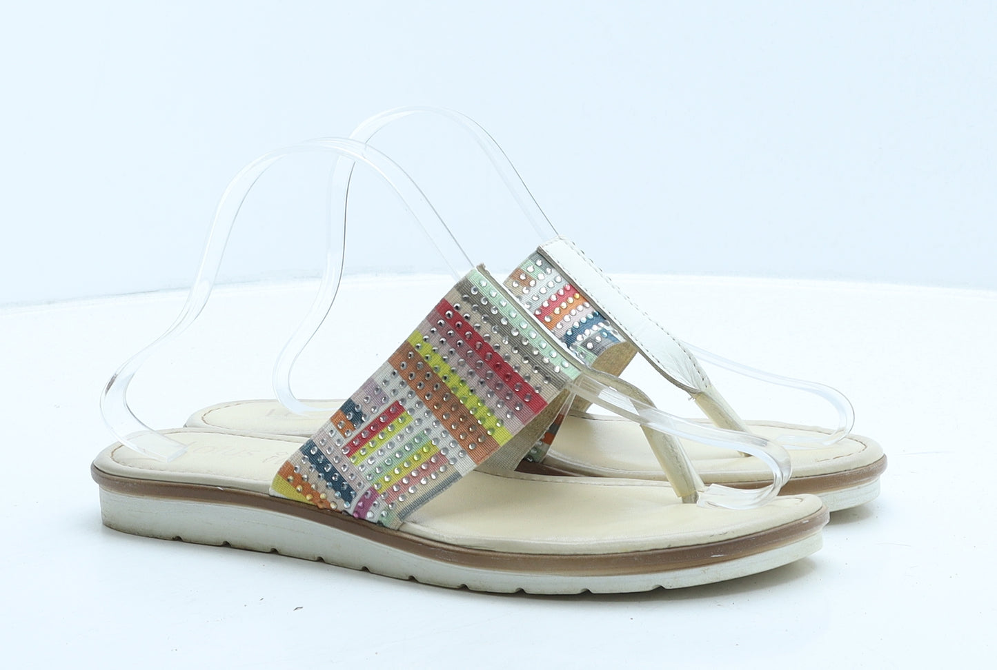 Lotus Womens Multicoloured Geometric Leather Thong Flat UK 7 40