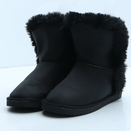 Primark Girls Black Suede Shearling Style Boot UK 1 34
