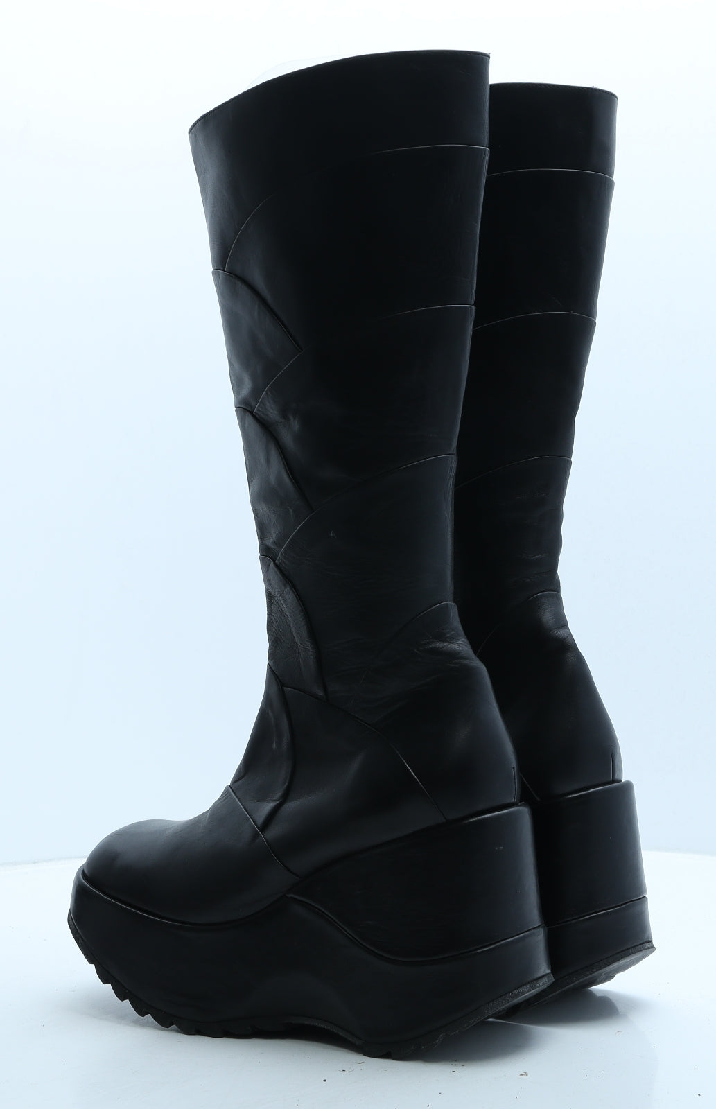 Preworn Womens Black Leather Platform Boot UK 7 40