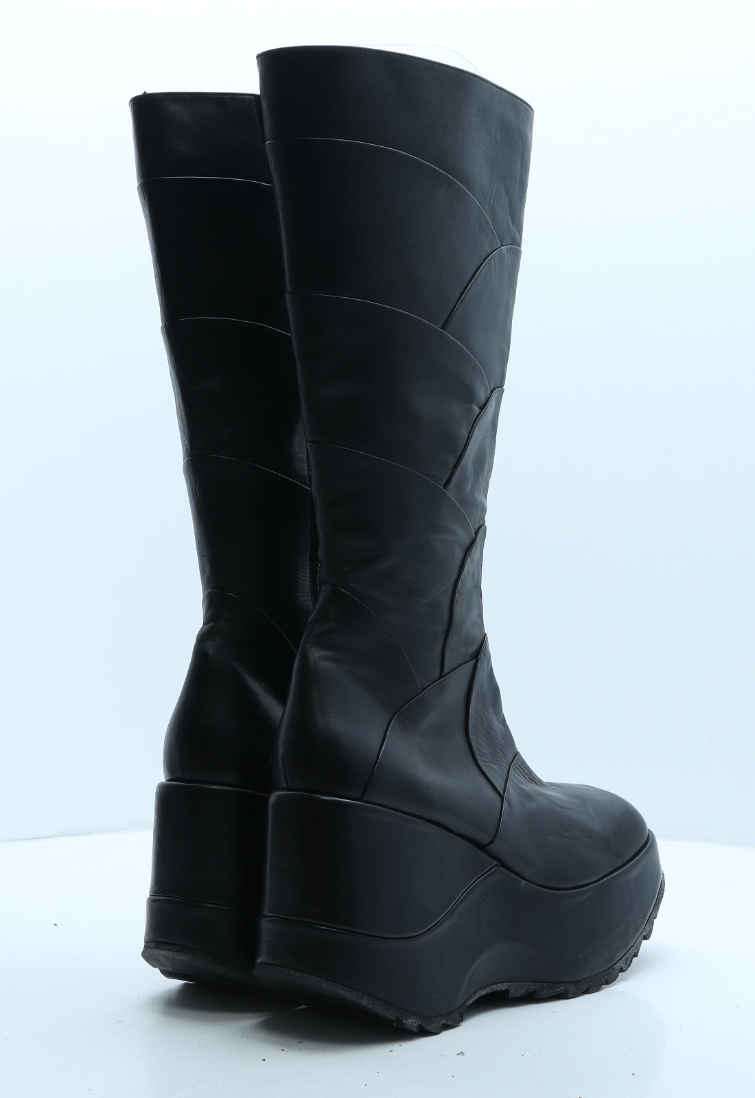 Preworn Womens Black Leather Platform Boot UK 7 40
