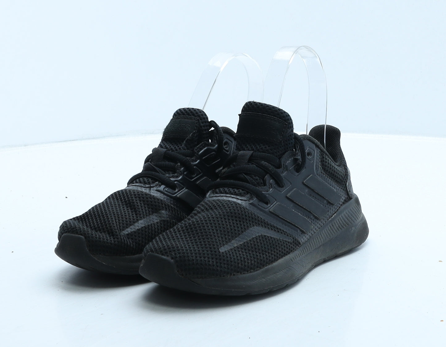 adidas Boys Black Striped Fabric Trainer UK 12