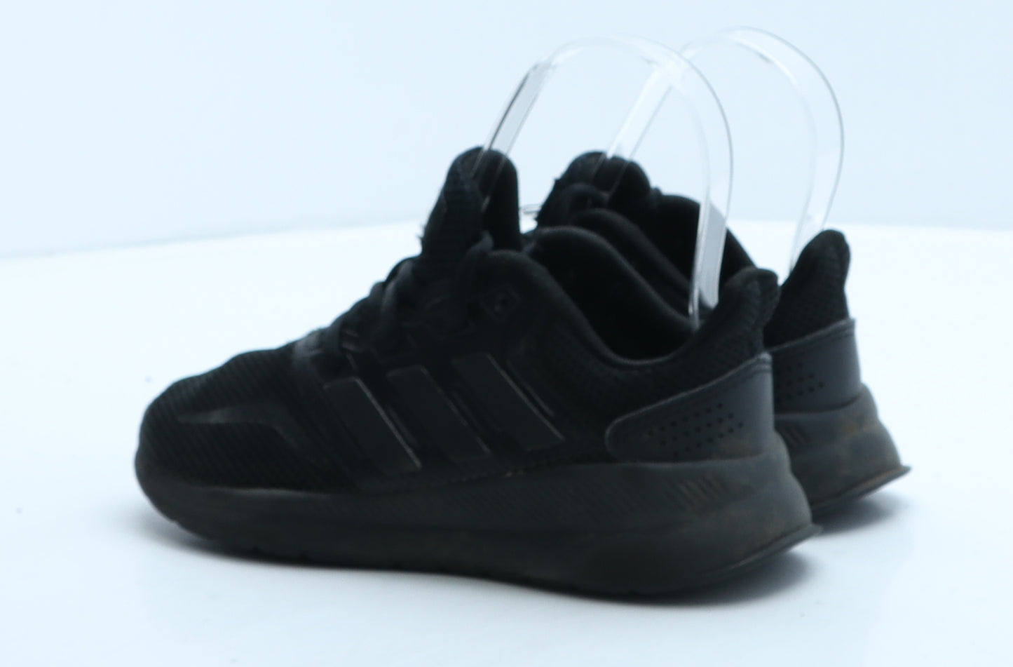 adidas Boys Black Striped Fabric Trainer UK 12