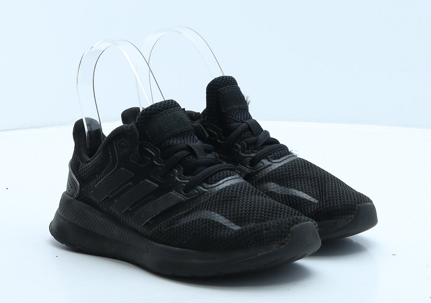 adidas Boys Black Striped Fabric Trainer UK 12