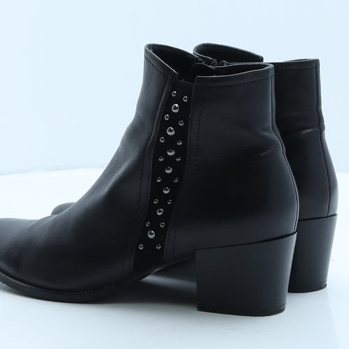 Preworn Womens Black Leather Bootie Boot UK 6 39