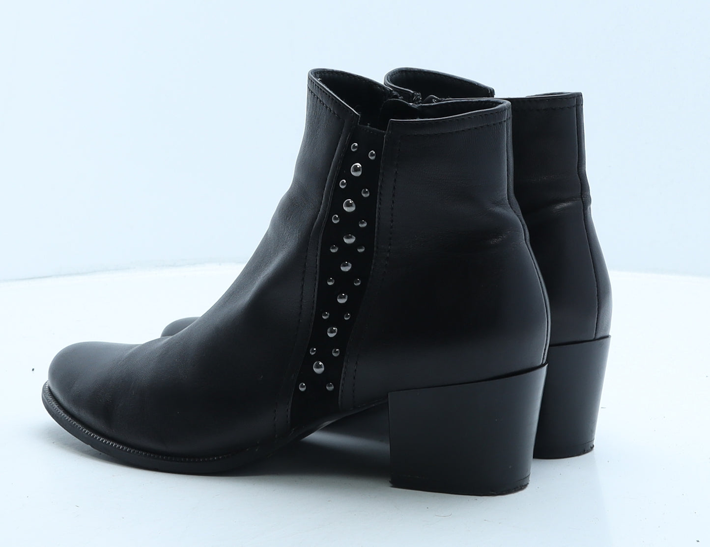 Preworn Womens Black Leather Bootie Boot UK 6 39