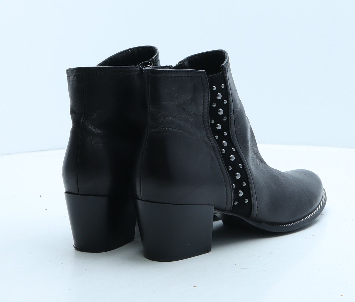 Preworn Womens Black Leather Bootie Boot UK 6 39