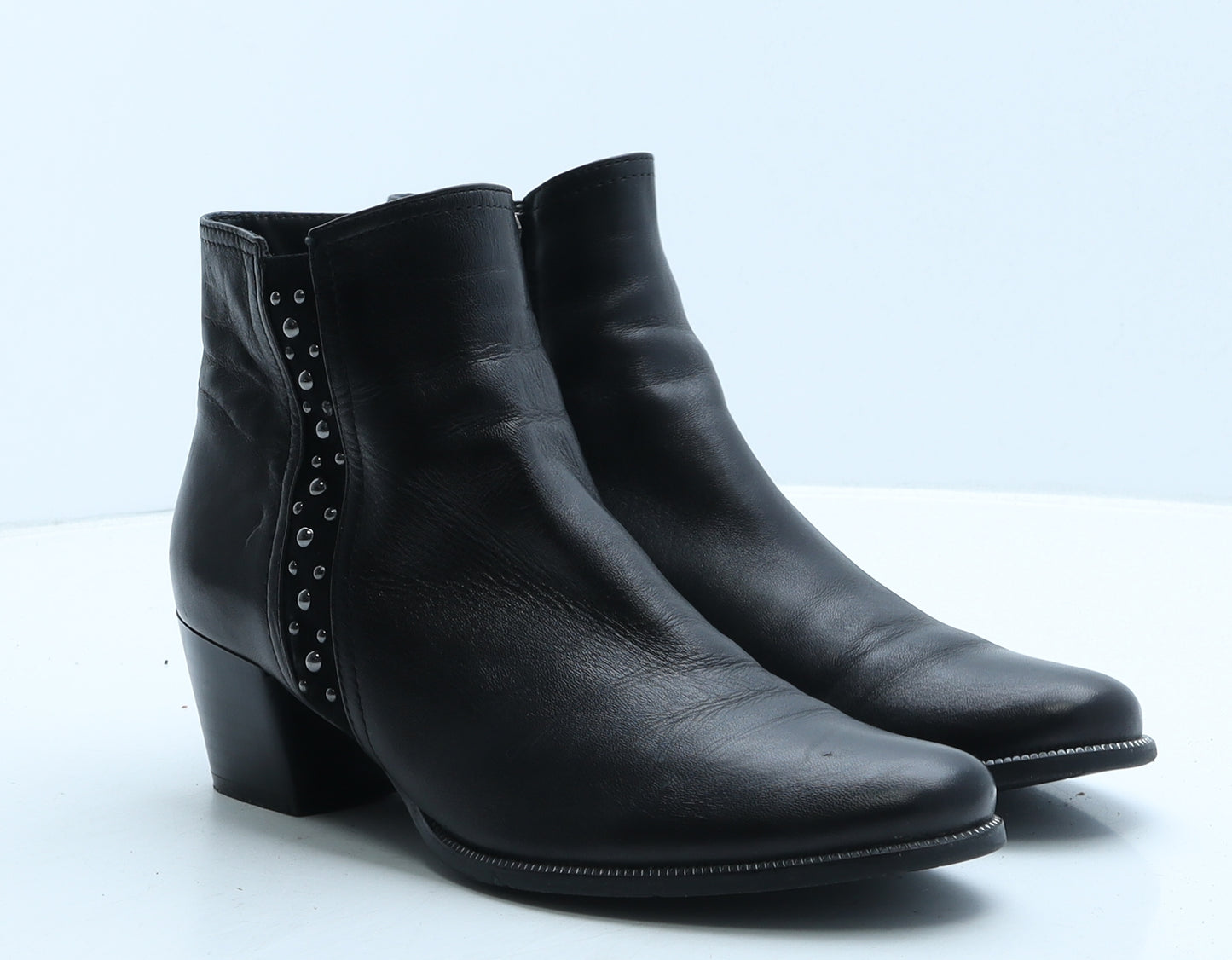 Preworn Womens Black Leather Bootie Boot UK 6 39