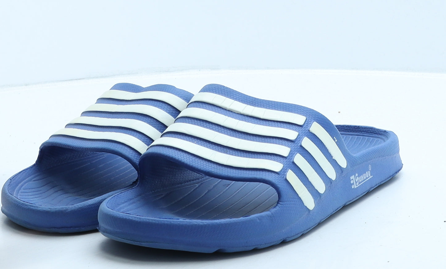Sunway Mens Blue Striped Rubber Slider Casual UK 7 41
