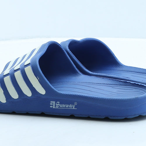 Sunway Mens Blue Striped Rubber Slider Casual UK 7 41