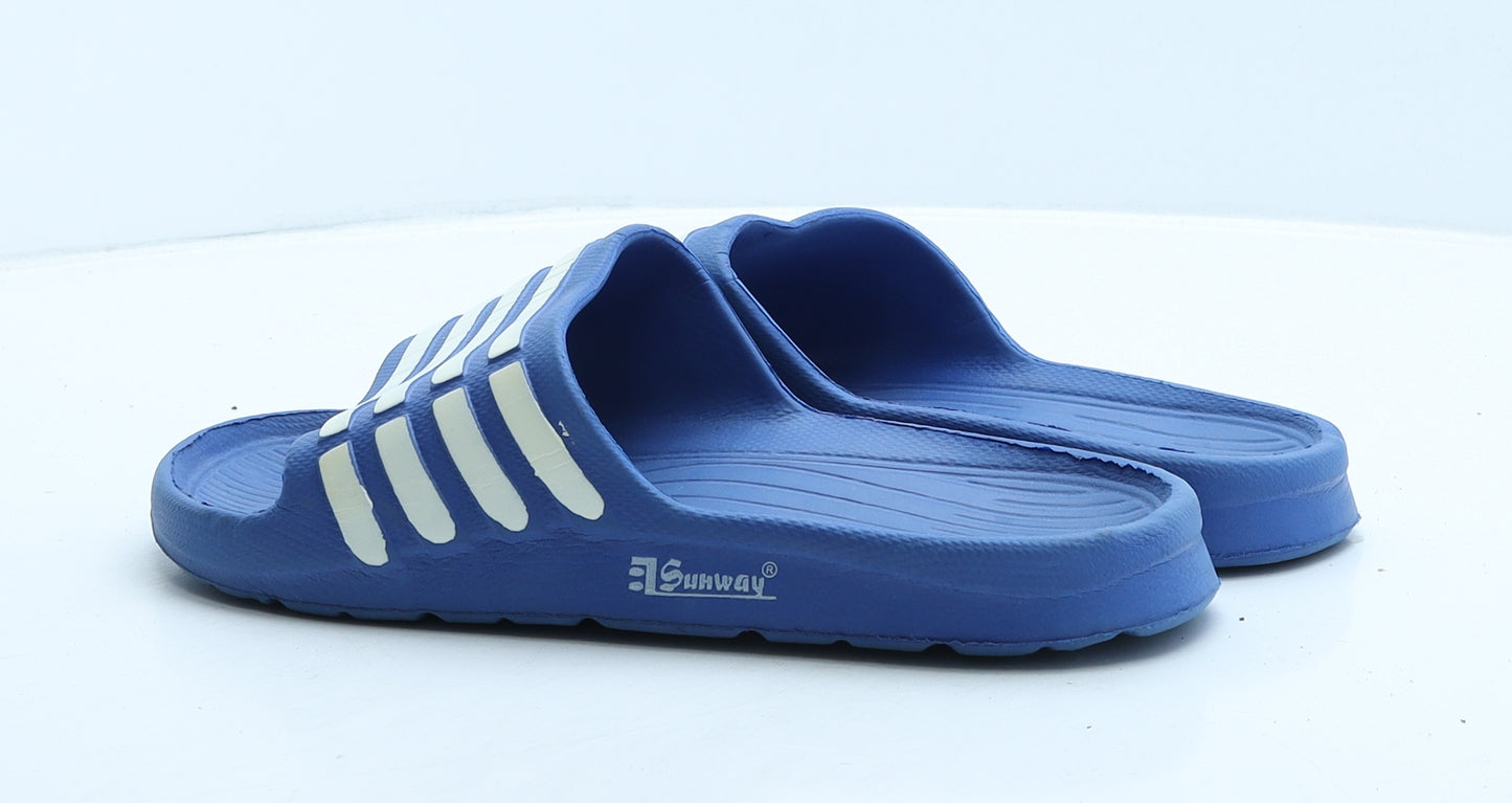 Sunway Mens Blue Striped Rubber Slider Casual UK 7 41