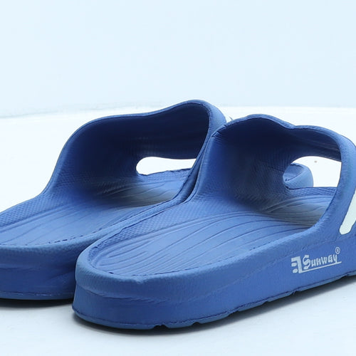 Sunway Mens Blue Striped Rubber Slider Casual UK 7 41