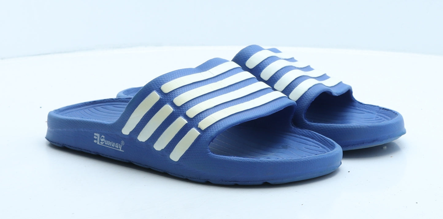 Sunway Mens Blue Striped Rubber Slider Casual UK 7 41
