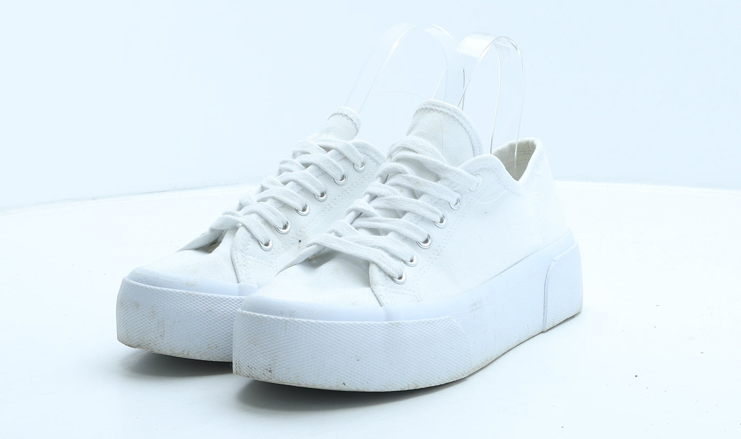 H&M Womens White Fabric Trainer Casual UK 4 37
