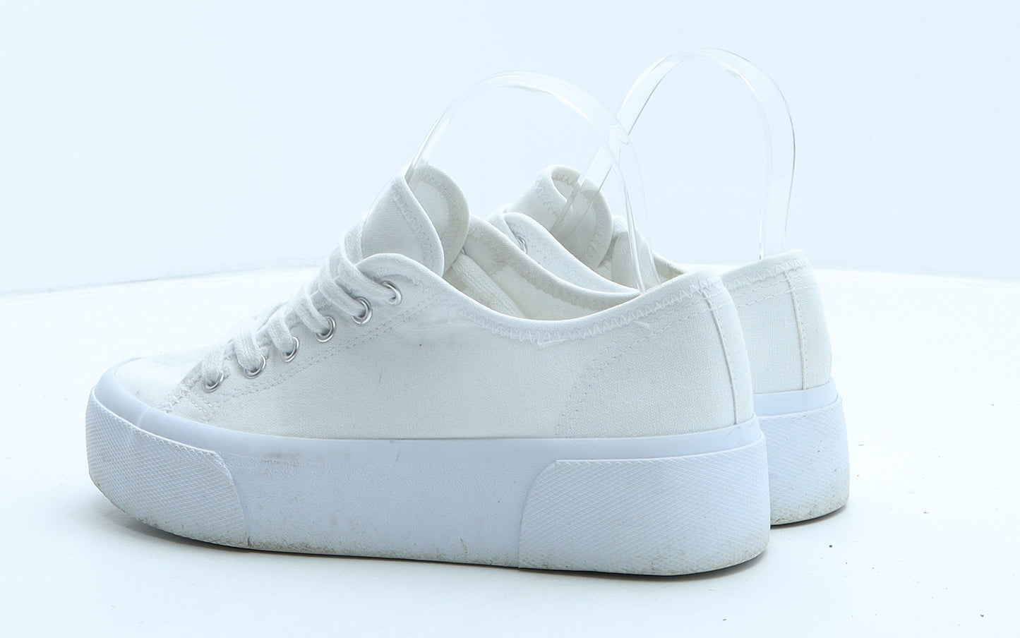 H&M Womens White Fabric Trainer Casual UK 4 37