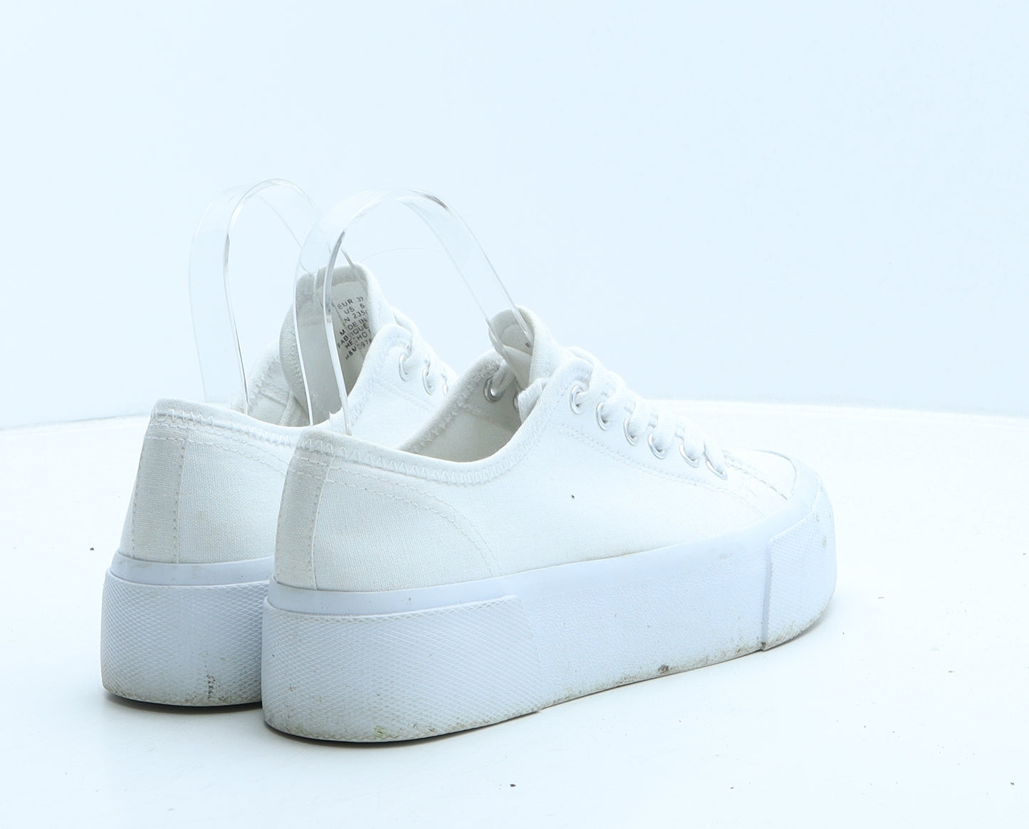 H&M Womens White Fabric Trainer Casual UK 4 37