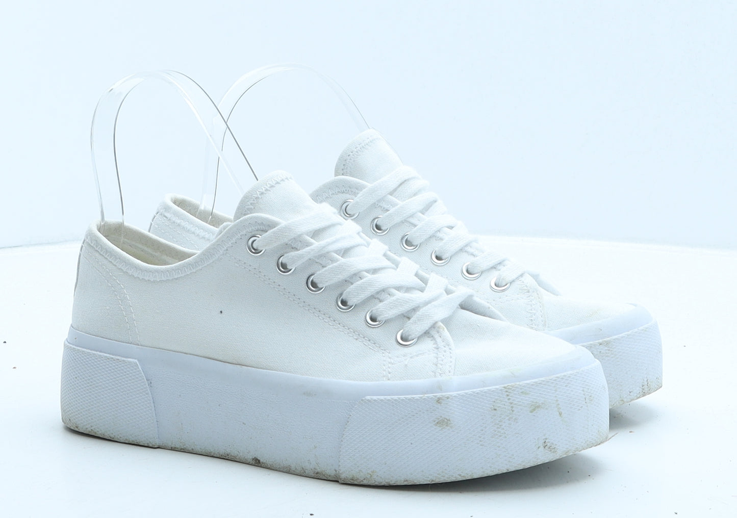 H&M Womens White Fabric Trainer Casual UK 4 37