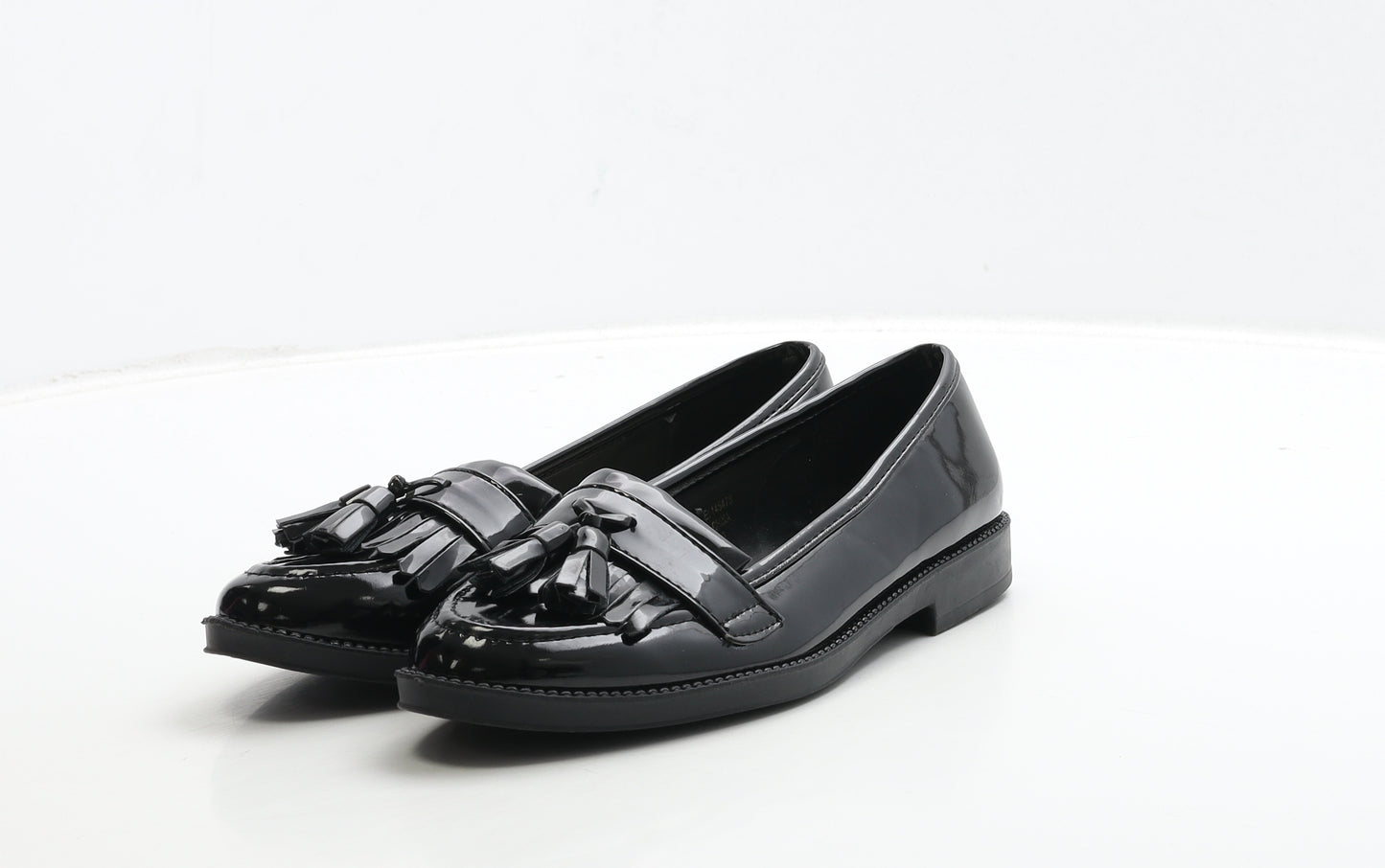 Primark Womens Black PVC Loafer Casual UK 3 36