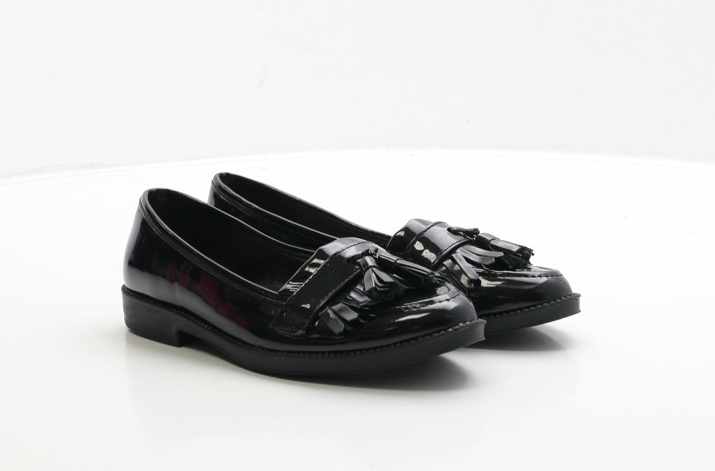 Primark Womens Black PVC Loafer Casual UK 3 36