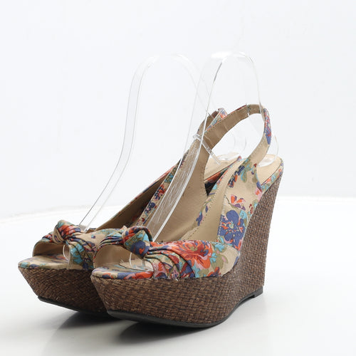 Dorothy Perkins Womens Multicoloured Floral Fabric Slingback Heel UK 6