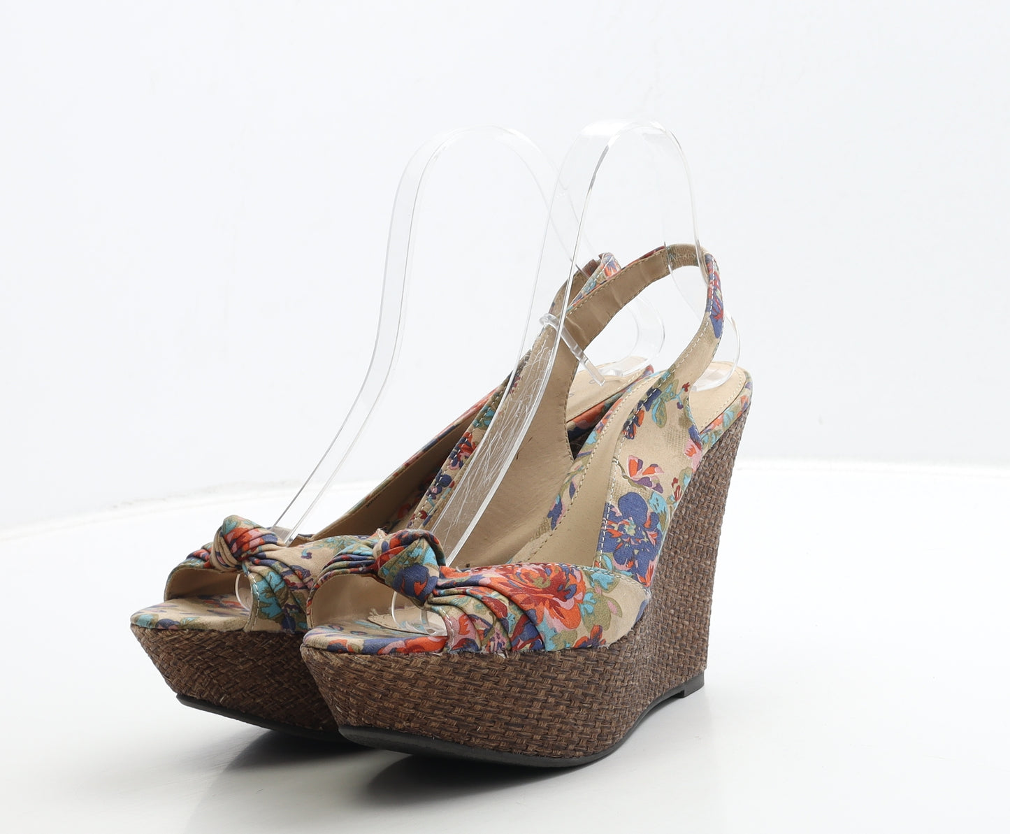Dorothy Perkins Womens Multicoloured Floral Fabric Slingback Heel UK 6