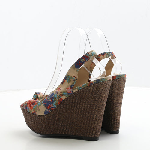 Dorothy Perkins Womens Multicoloured Floral Fabric Slingback Heel UK 6