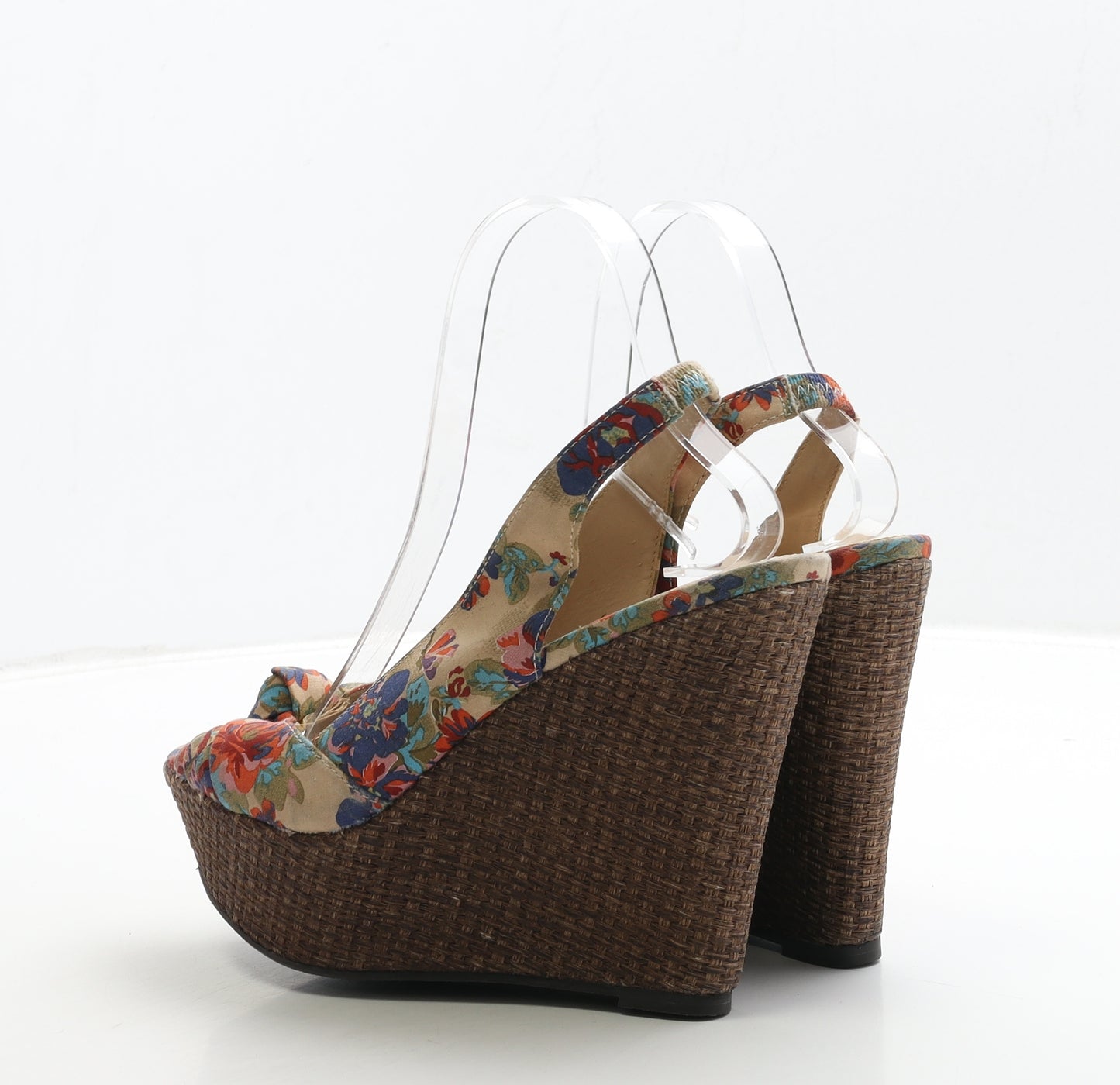 Dorothy Perkins Womens Multicoloured Floral Fabric Slingback Heel UK 6