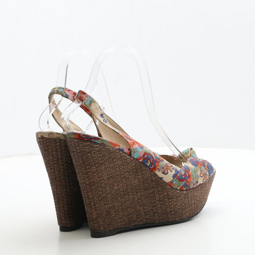 Dorothy Perkins Womens Multicoloured Floral Fabric Slingback Heel UK 6