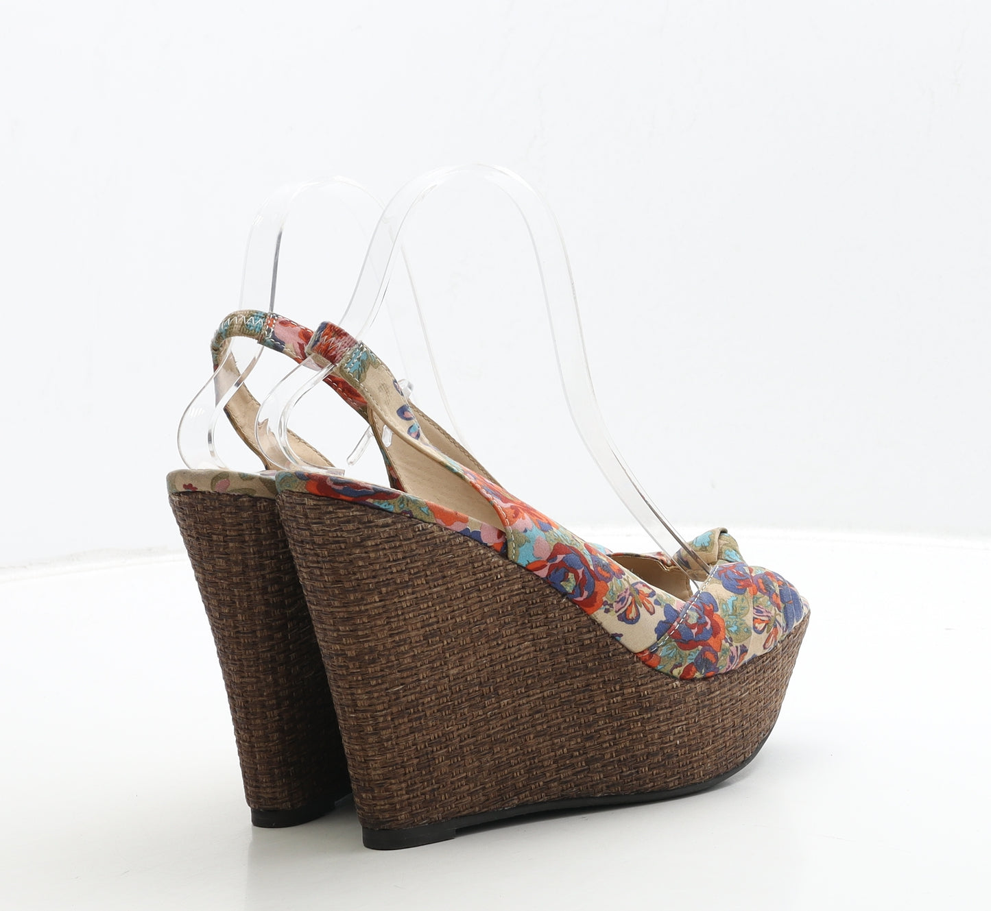 Dorothy Perkins Womens Multicoloured Floral Fabric Slingback Heel UK 6
