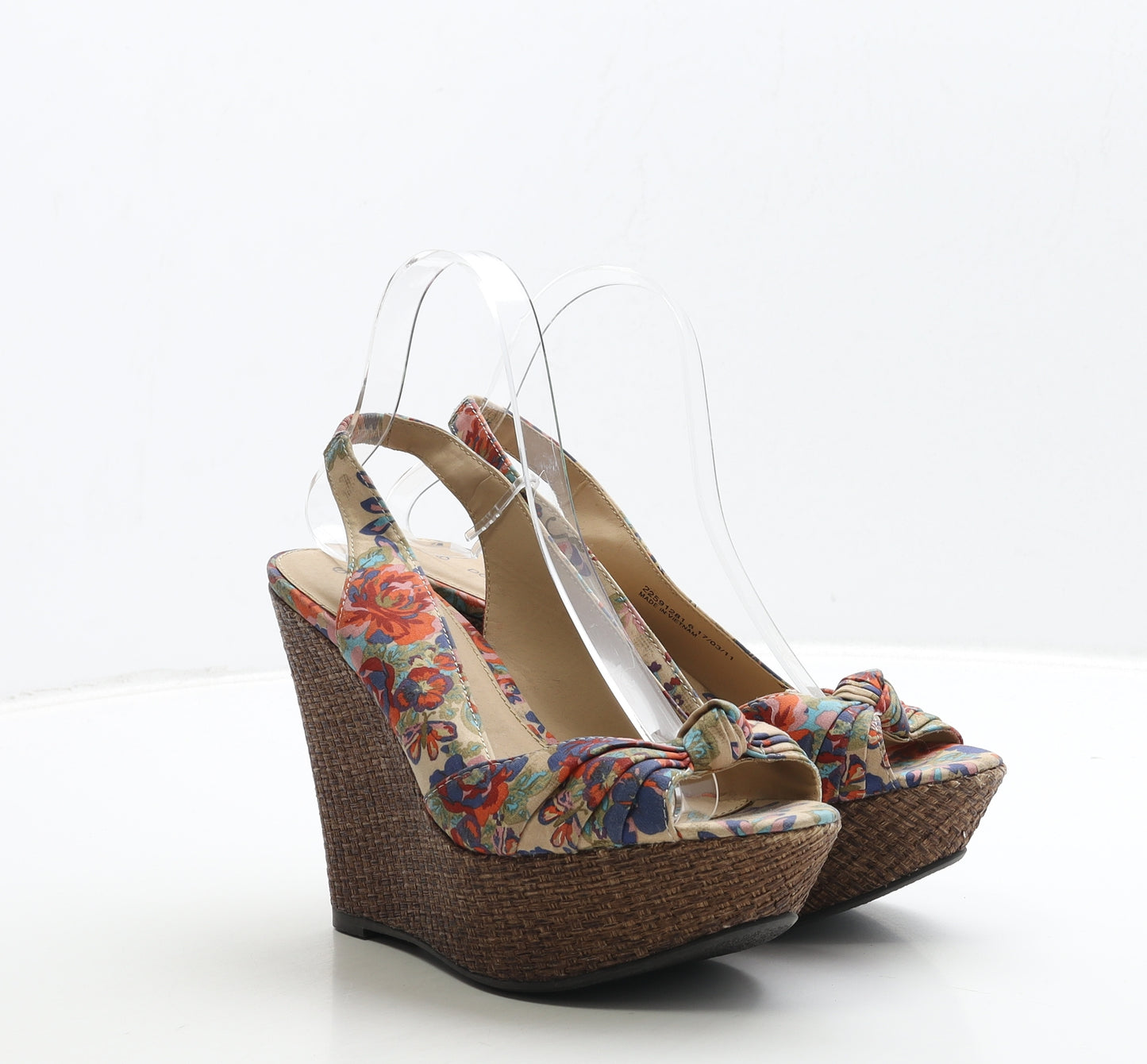 Dorothy Perkins Womens Multicoloured Floral Fabric Slingback Heel UK 6