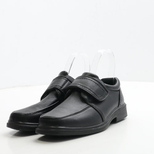 Beckett Boys Black Leather Slip On Casual UK 2