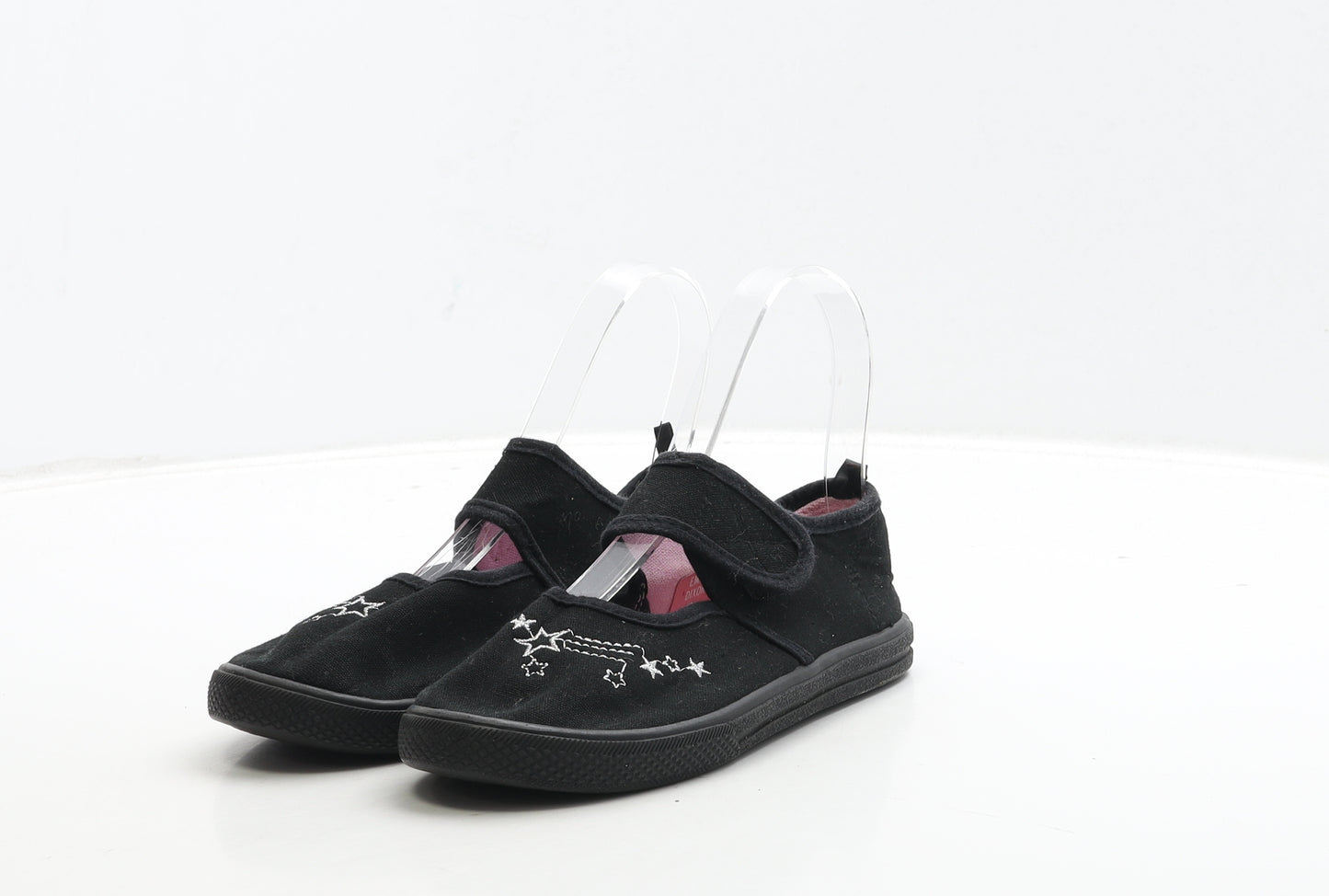 Nutmeg Girls Black Fabric Mary Jane Casual UK 13 - Star Detail