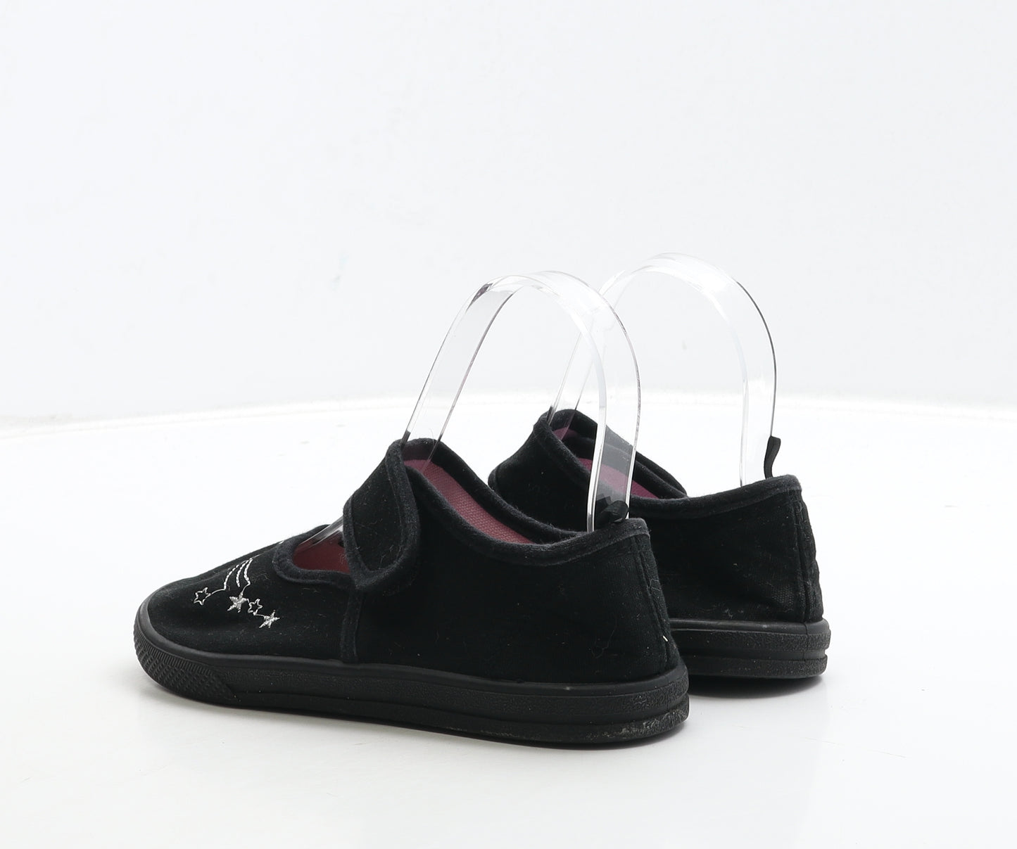 Nutmeg Girls Black Fabric Mary Jane Casual UK 13 - Star Detail