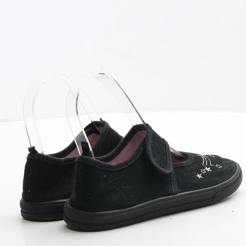 Nutmeg Girls Black Fabric Mary Jane Casual UK 13 - Star Detail