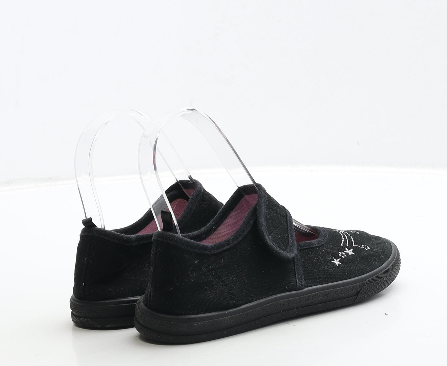 Nutmeg Girls Black Fabric Mary Jane Casual UK 13 - Star Detail