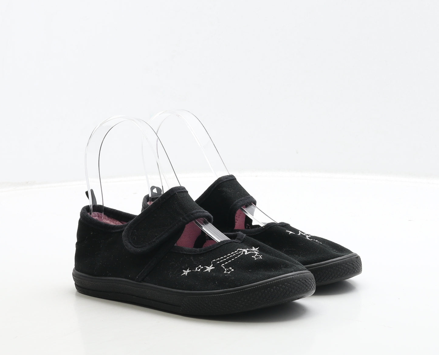 Nutmeg Girls Black Fabric Mary Jane Casual UK 13 - Star Detail
