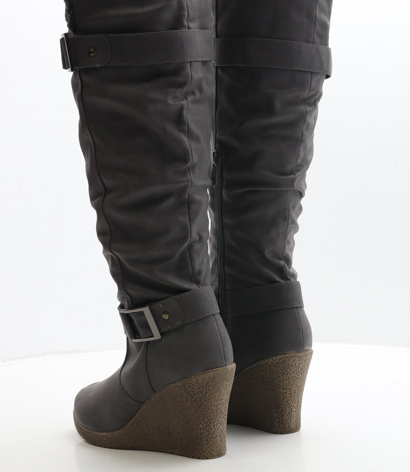 Preworn Womens Grey Leather Bootie Boot UK 3 36