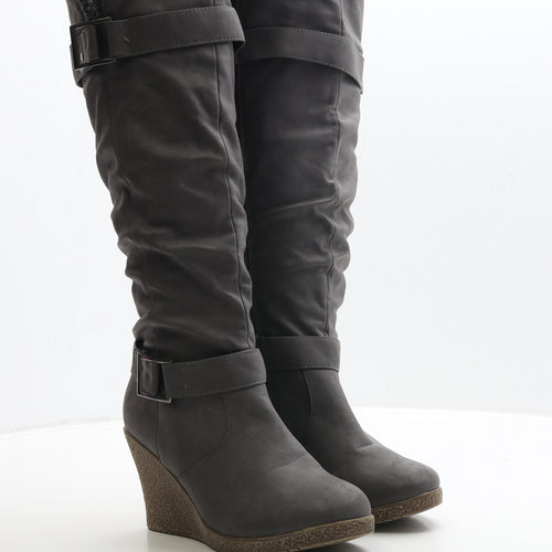 Preworn Womens Grey Leather Bootie Boot UK 3 36