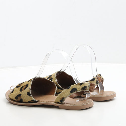 Preworn Womens Brown Animal Print Polyester Slingback Sandal UK 7 40 - Leopard Print