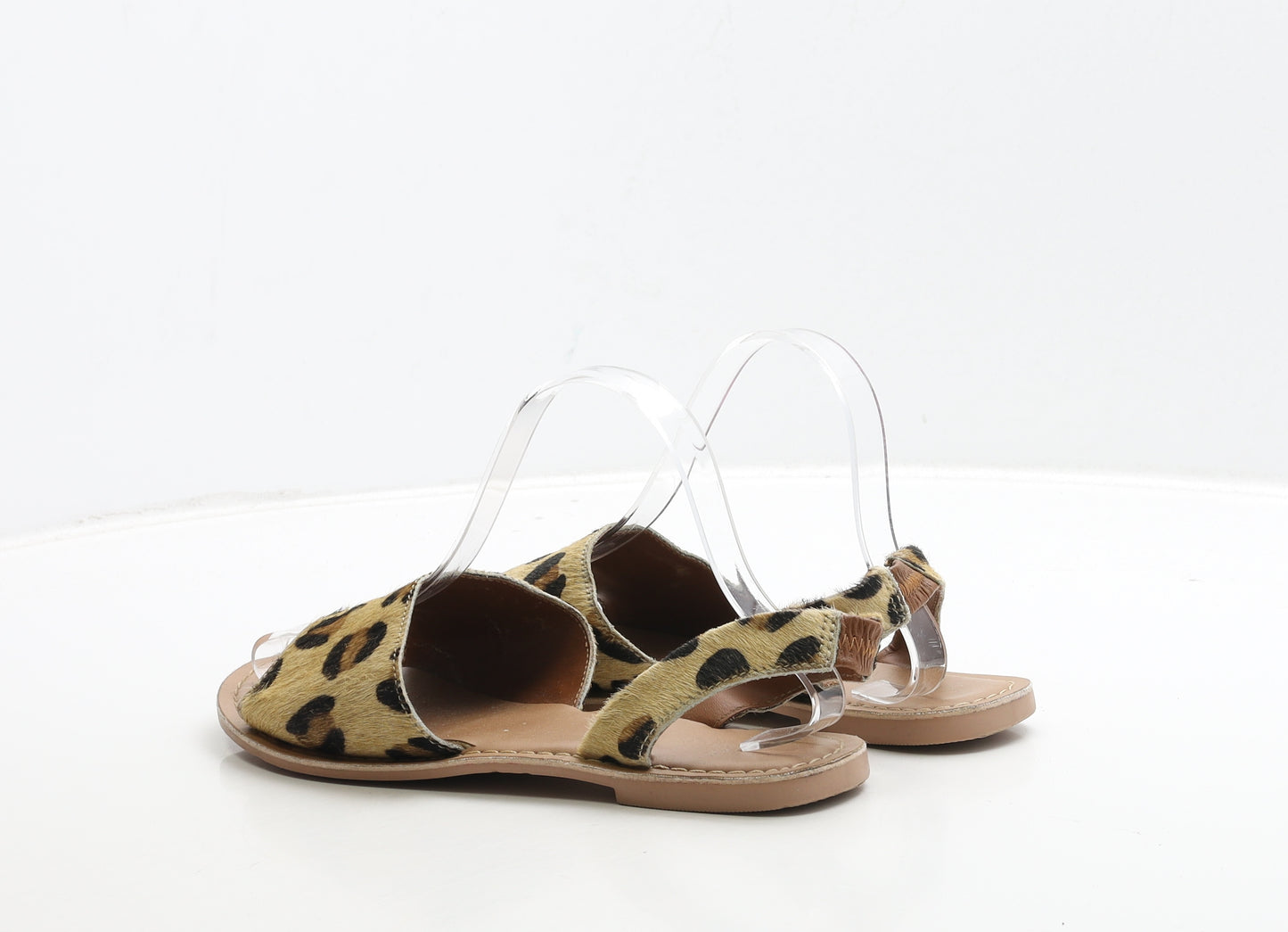 Preworn Womens Brown Animal Print Polyester Slingback Sandal UK 7 40 - Leopard Print