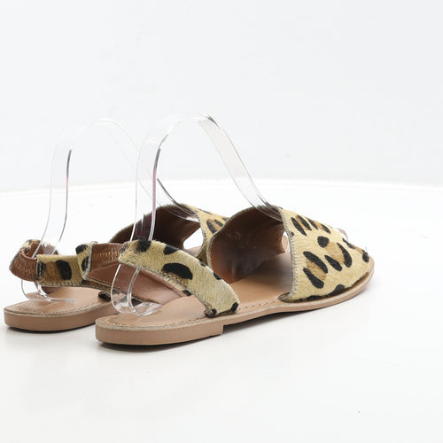 Preworn Womens Brown Animal Print Polyester Slingback Sandal UK 7 40 - Leopard Print
