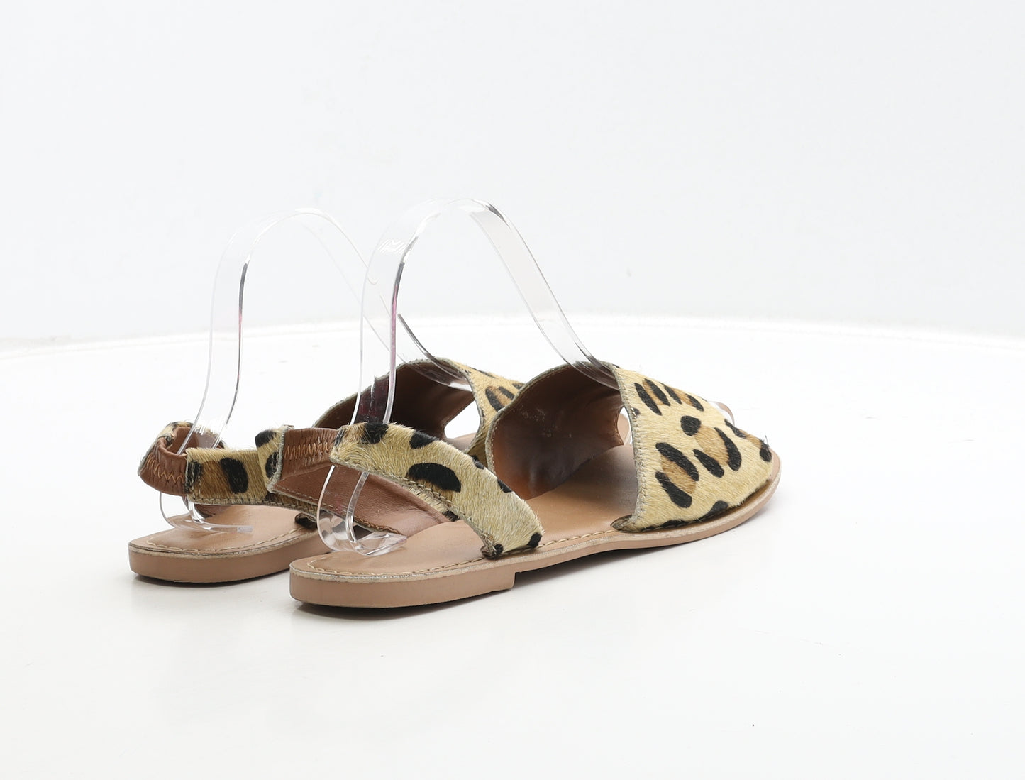 Preworn Womens Brown Animal Print Polyester Slingback Sandal UK 7 40 - Leopard Print