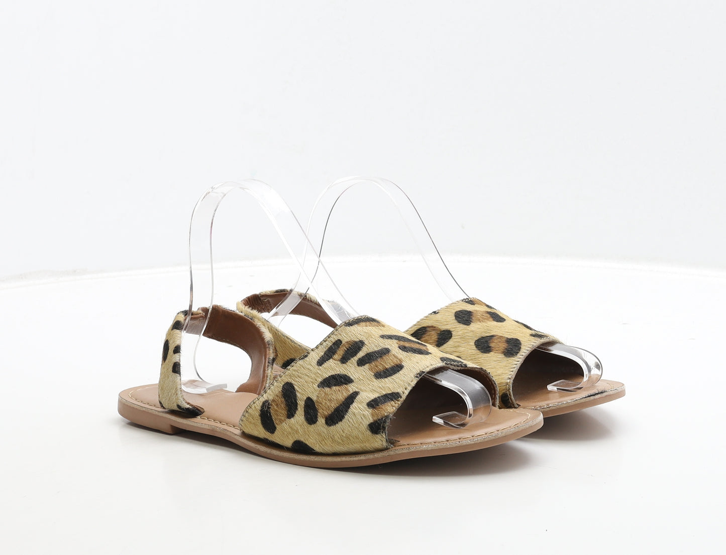 Preworn Womens Brown Animal Print Polyester Slingback Sandal UK 7 40 - Leopard Print